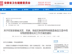 安徽省開展靈芝、天麻、鐵皮石斛三種食藥物質管理試點工作 ()