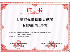 上海市農科院食用菌研究所研制的農業行業標準《植物新品種特異性、一致性和穩定性測試指南 香菇》喜獲標準項目獎三等獎 ()